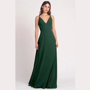 Jenny Yoo Dani Lux Chiffon Size 8 Forrest Green